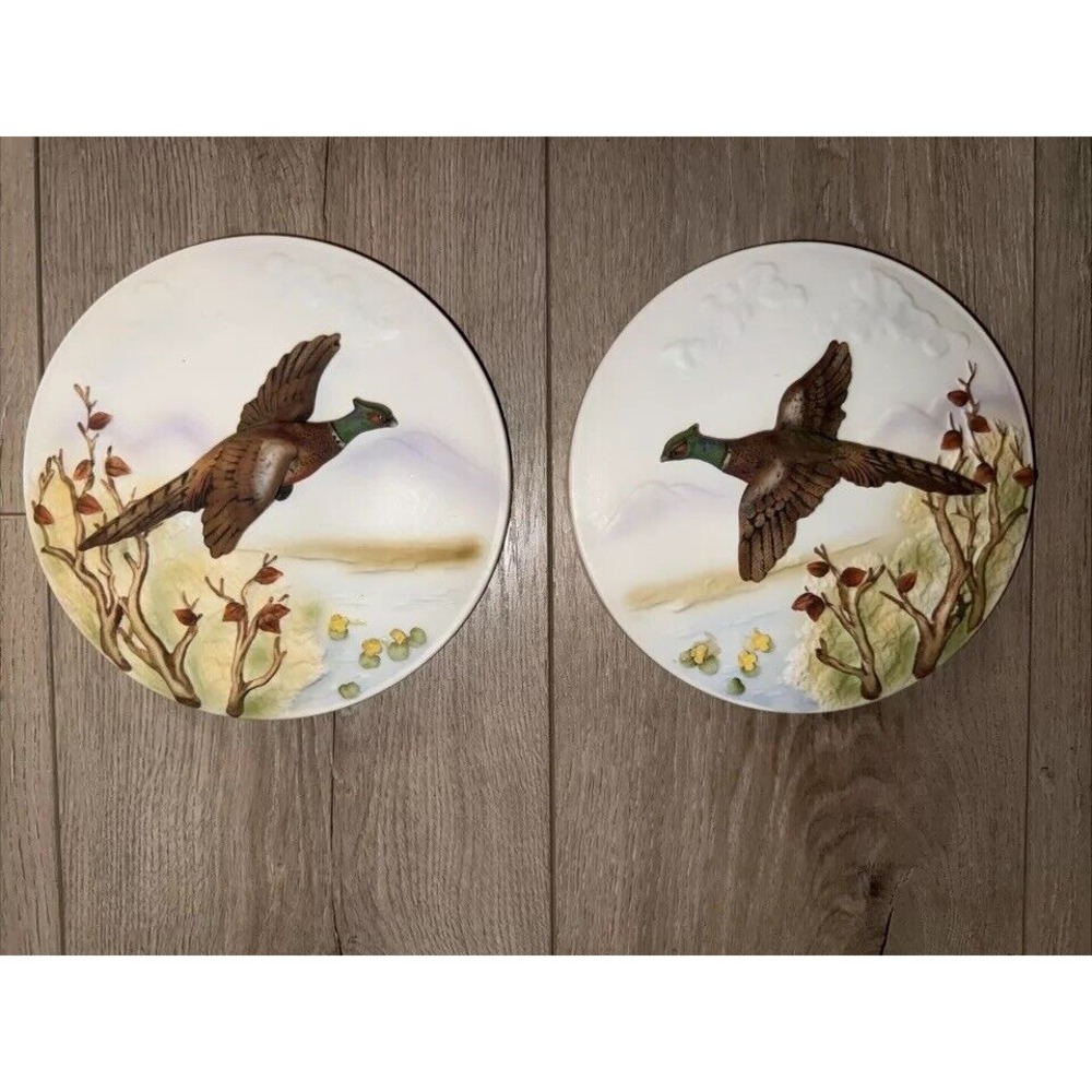 Vintage Lefton China 3D Hand Painted Ceramic PHEASANT Wall 5" Plate KW2576B